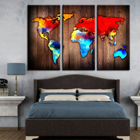 3-Piece Canvas Art Set of Stunning Volcanic World Map