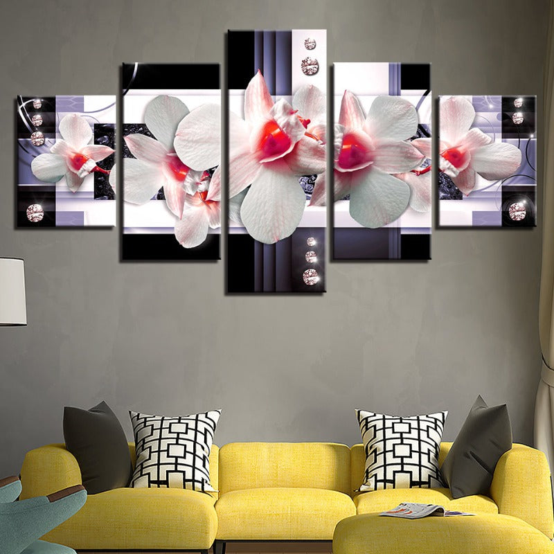 Stunning Five-Piece Floral Canvas Art for Home Décor
