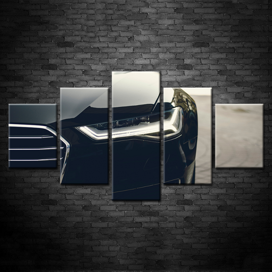 5-Piece Black Car Headlight Canvas Art for Dynamic Spaces