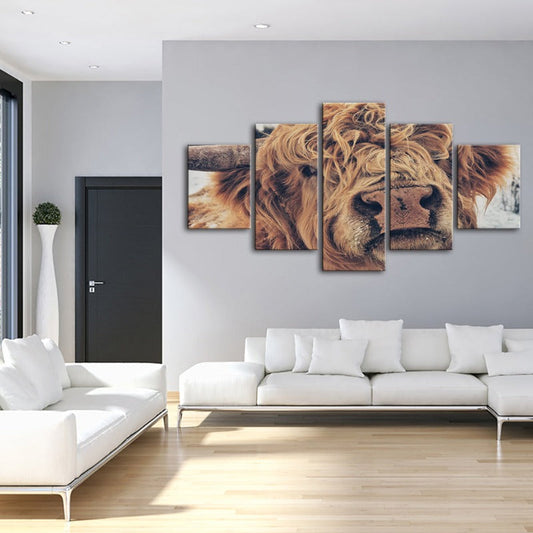 Charming Cow Canvas Art Set - 5 Panels for Stunning Decor