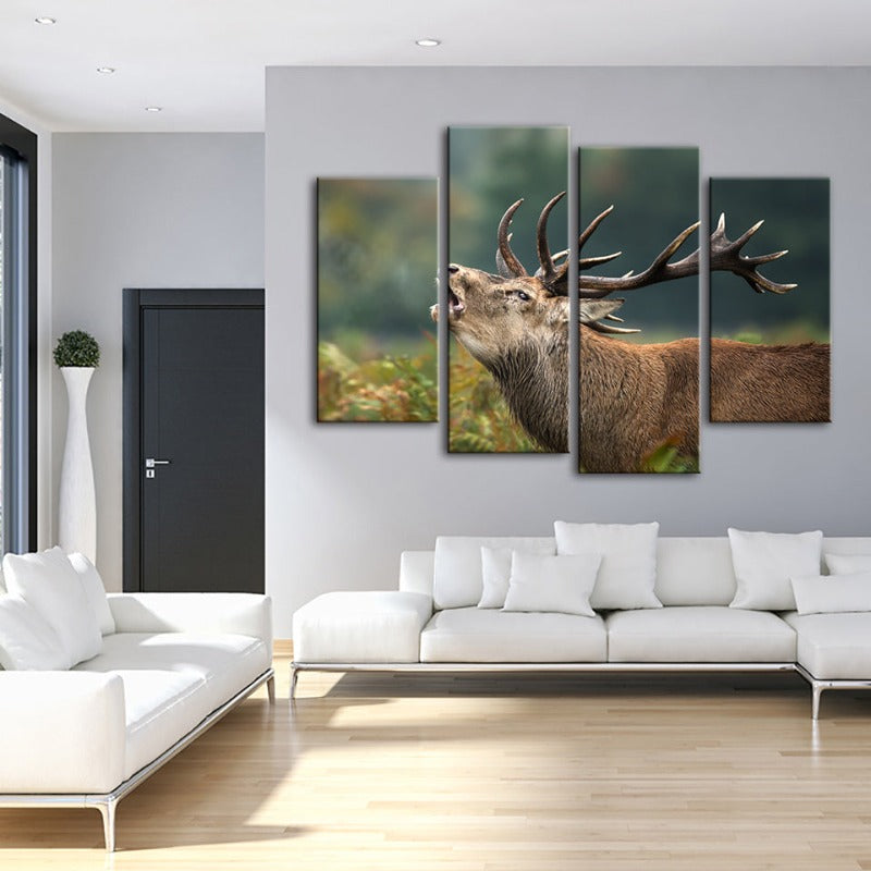 Majestic Elk Quartet - Nature-Inspired Canvas Artwork