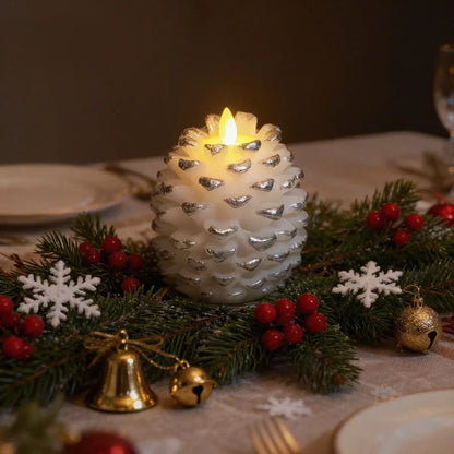 Flameless LED Candles Shaped Like Pinecones – Artisan Style with Remote Timer