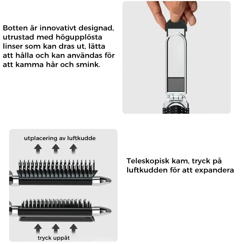 Foldable Compact Travel Mirror and Hair Brush for On-the-Go Styling