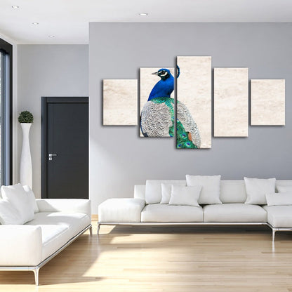 5-Piece Canvas Art Set: Regal Peacock Elegance
