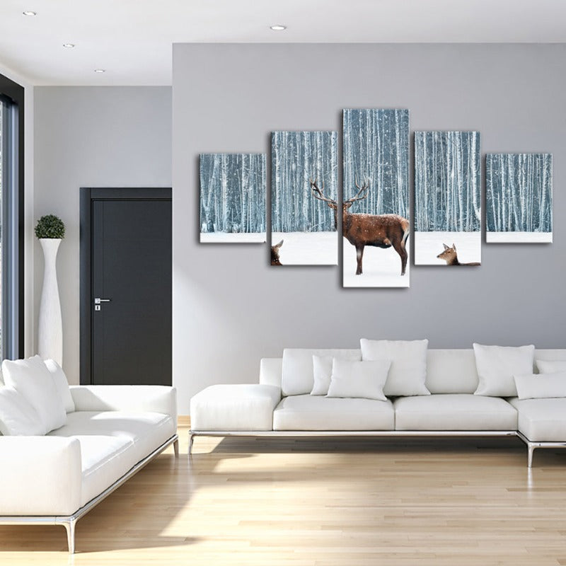 Tranquil Winter Scene - 5 Piece Canvas Art Collection