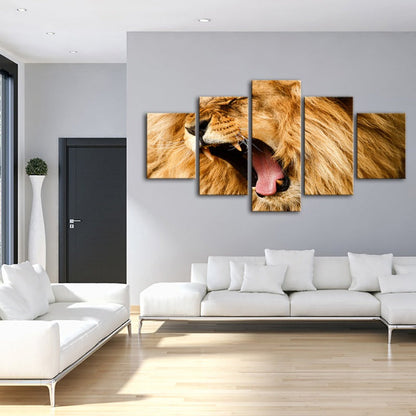 Majestic Lion's Roar - 5 Piece Canvas Art Set