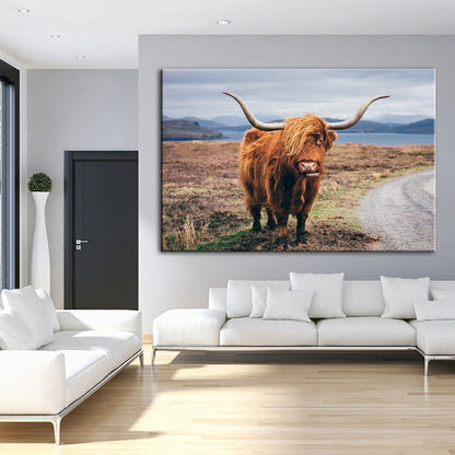 Canvas Wall Art of a Charming Brown Cow