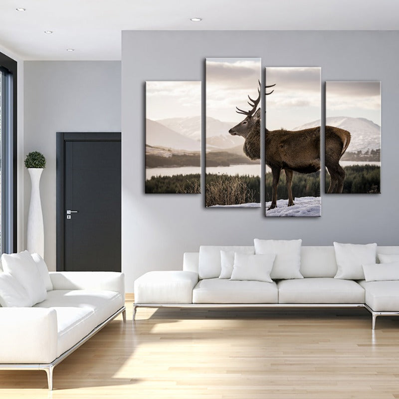 Tranquil Winter Stag - 4 Piece Canvas Art Set