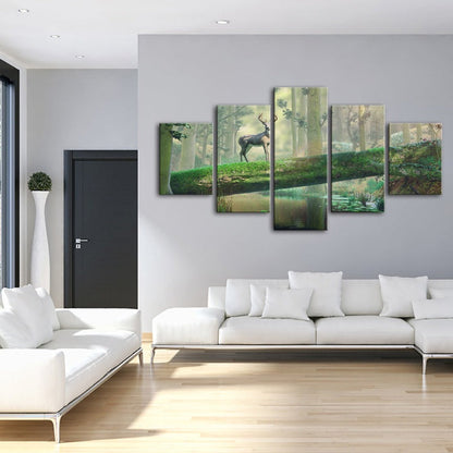 Serene Woodland Deer - 5-Piece Canvas Art Set