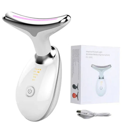 LED Light Therapy Facial and Neck Massager for Wrinkle Reduction