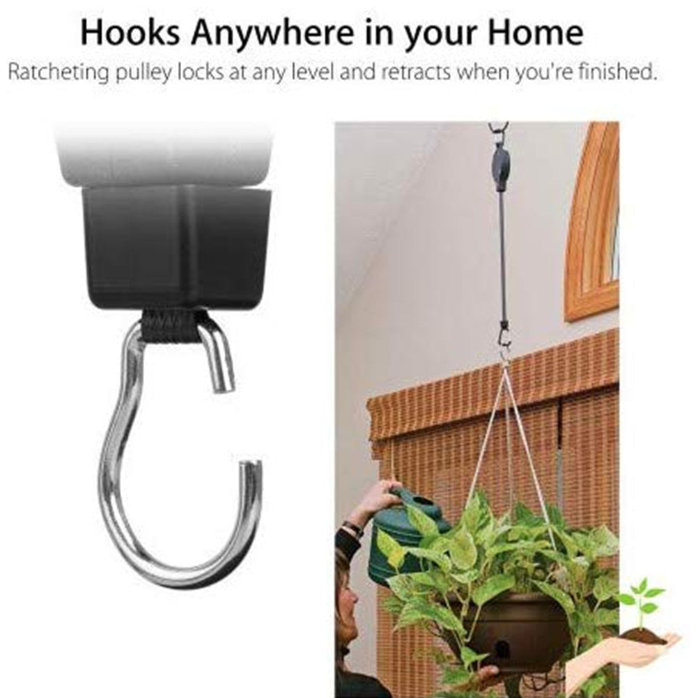 Adjustable Hanging Plant Hook with Pulley System