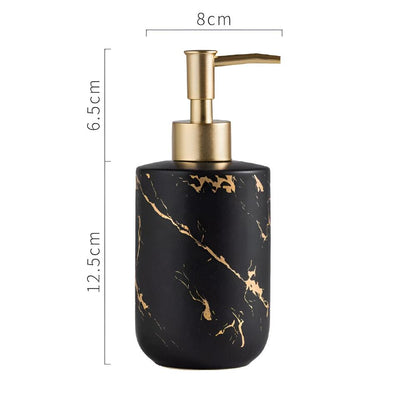 Sophisticated Ceramic Soap Dispenser | Marble Finish & Gold Touches | 400 ml for Bathroom & Kitchen