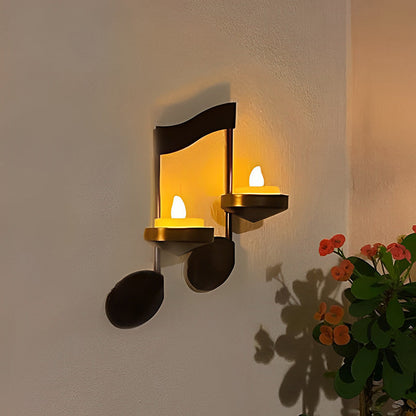 Music Note Shaped Wall Light in Black