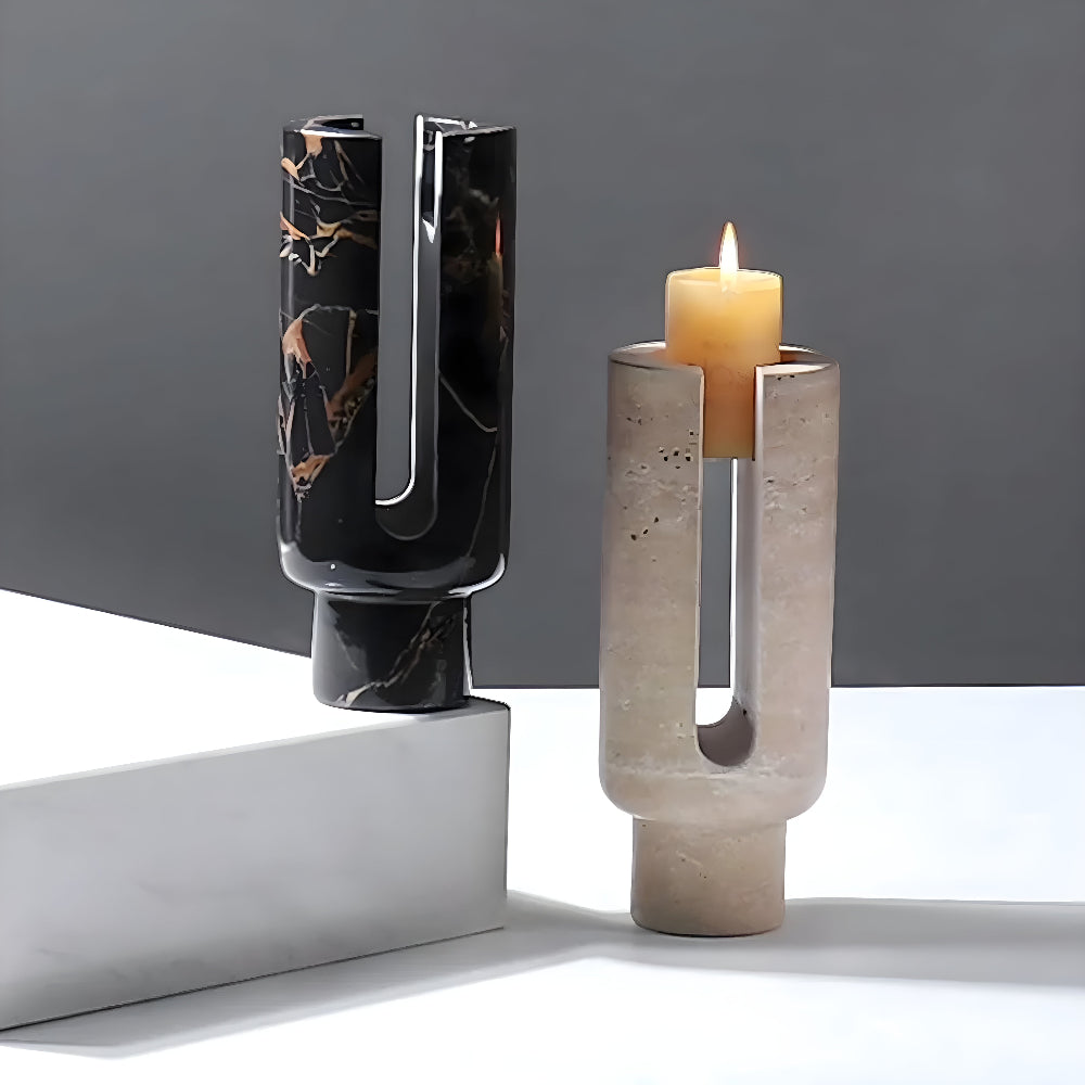 Sleek Marble Candle Stand for Elegant Interiors