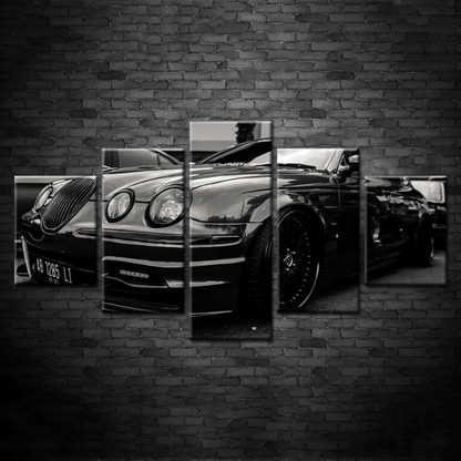 5-Piece Retro Car Canvas Wall Art with Triple Headlights