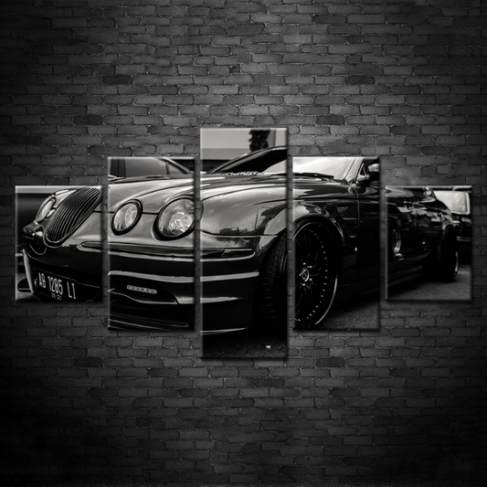 5-Piece Retro Car Canvas Wall Art with Triple Headlights