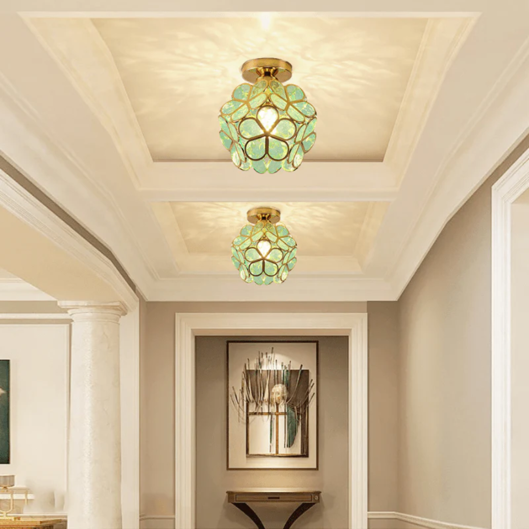 Modern Floral Glass Ceiling Light - Flush Mount Design