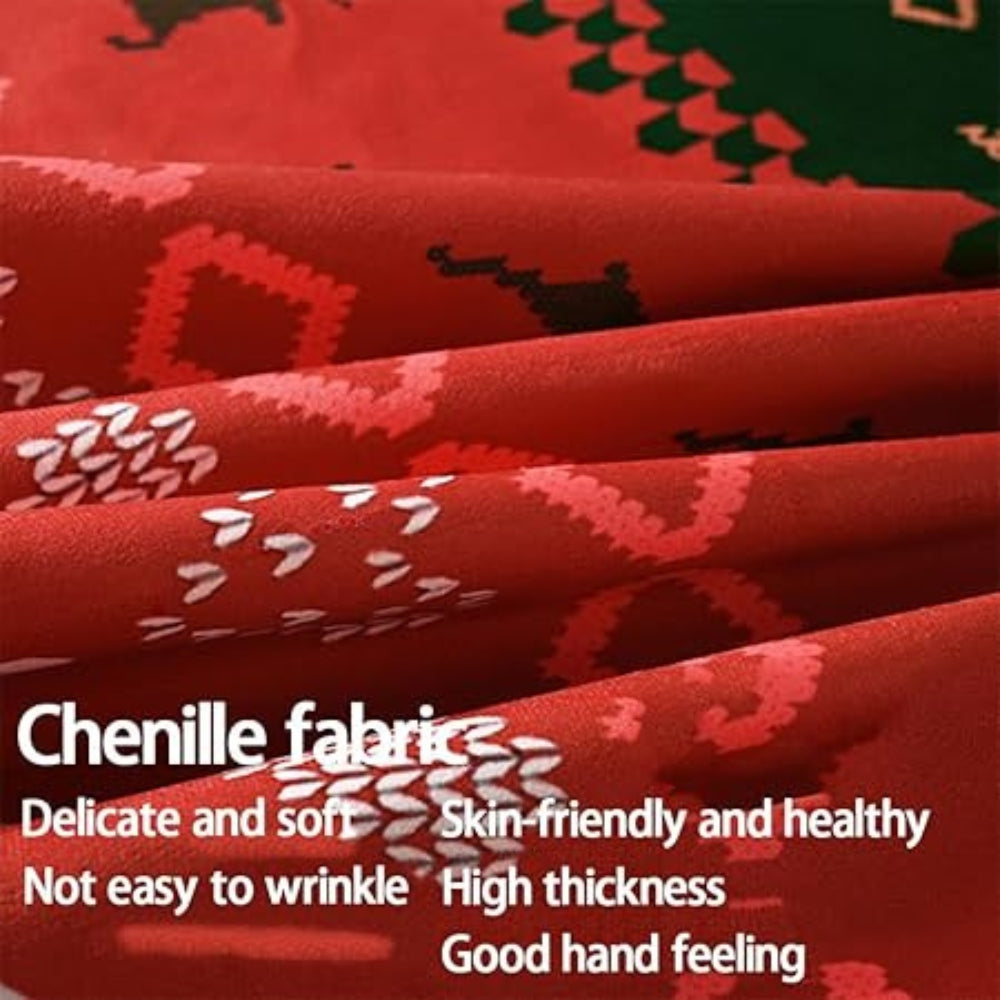 Cozy Crimson Holiday Chenille Table Cover