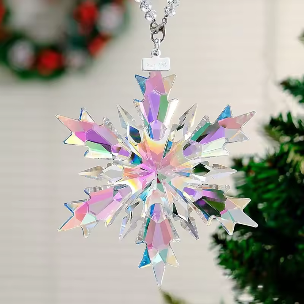 Radiant Snowflake Crystal Charm | Dazzling Light Catcher for Holiday Decor