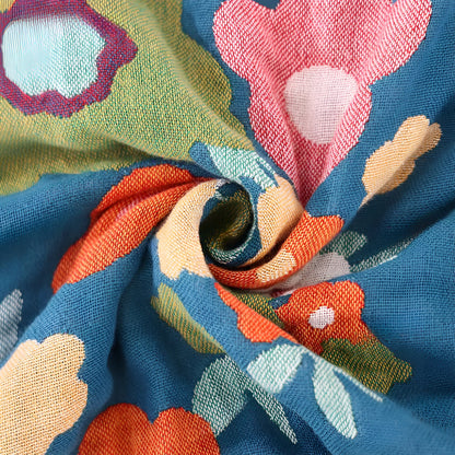 Nature's Embrace Floral Cotton Throw Blanket