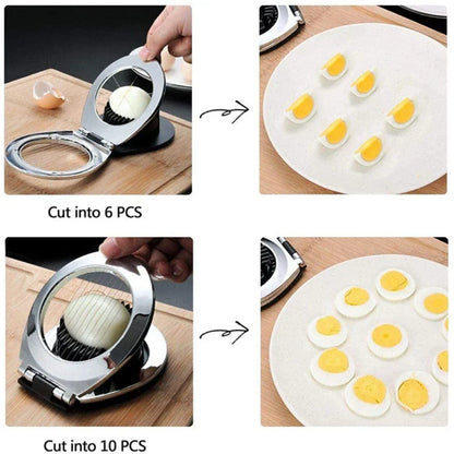 Stainless Steel Egg Slicer – 3-in-1 Cutting Tool for Easy Prep