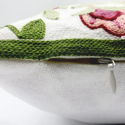 Charming Floral Embroidered Cushion Cover for Elegant Spaces