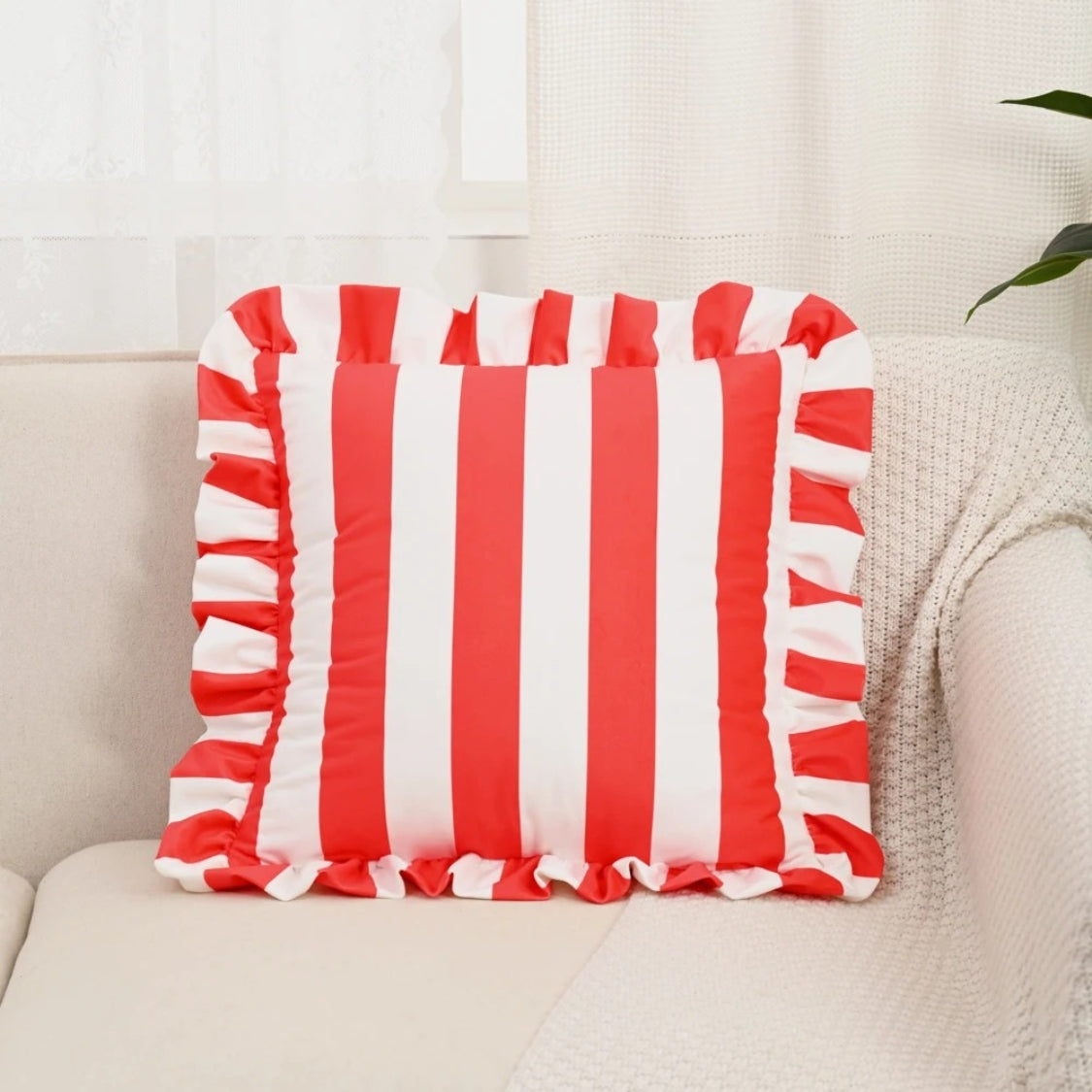 Chic Striped Ruffle Pillow Cover for Elegant Spaces