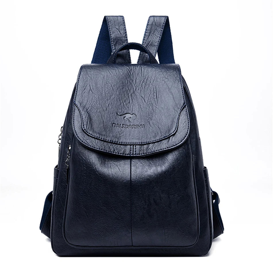 Leather Backpack with Anti-Theft Design – Slim & Functional
