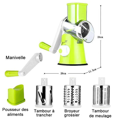 Rotary Grater and Vegetable Slicer - 3-in-1 Kitchen Tool
