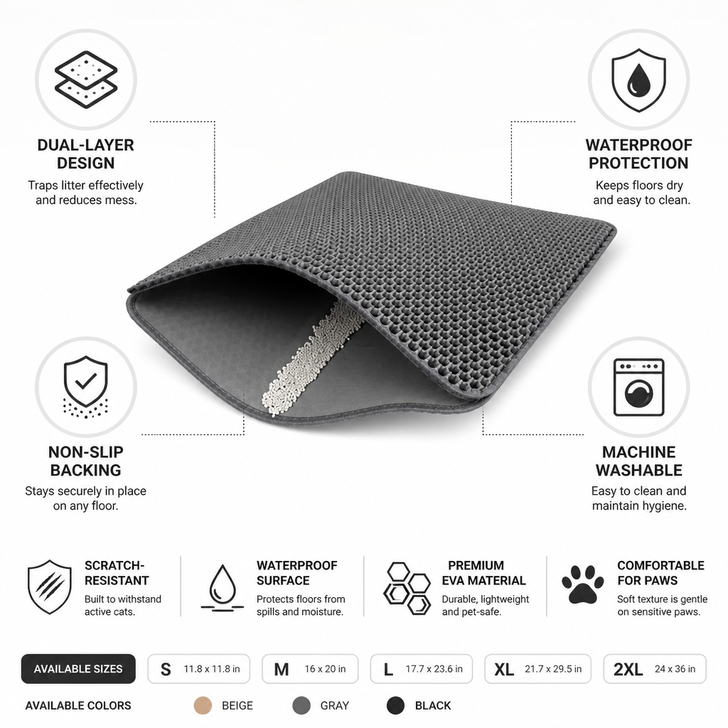 Ultimate Cat Litter Guard: Waterproof and Slip-Resistant Mat
