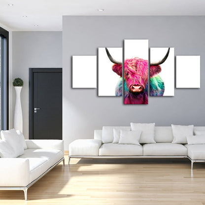 Vibrant Canvas Art: 5-Piece Pink Cow Set for Your Home