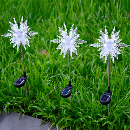 Set of 2 Solar Powered Waterproof LED Lawn Lights - Snowflake Design