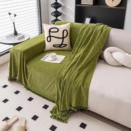 Tassel-Trimmed Minimalist Sofa Slipcover