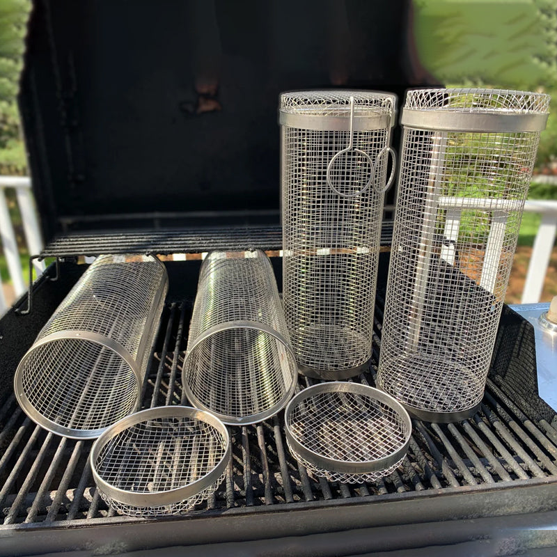 Stainless Steel 360° BBQ Grill Basket | Buy One Get One Free | Even Cooking for Meat, Vegetables & Smoking