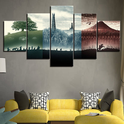 Stunning 5-Piece Black and White Landscape Canvas Set