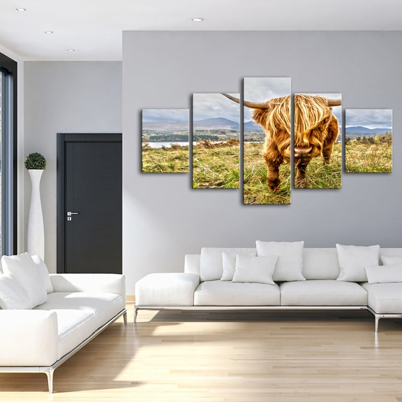5-Piece Majestic Cow Canvas Art for Home Decor