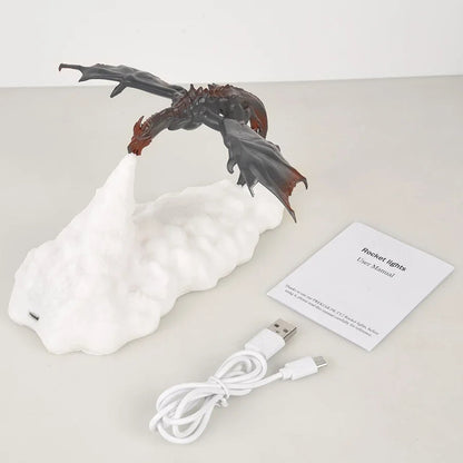 3D Printed LED Night Light - Fire Dragon Design
