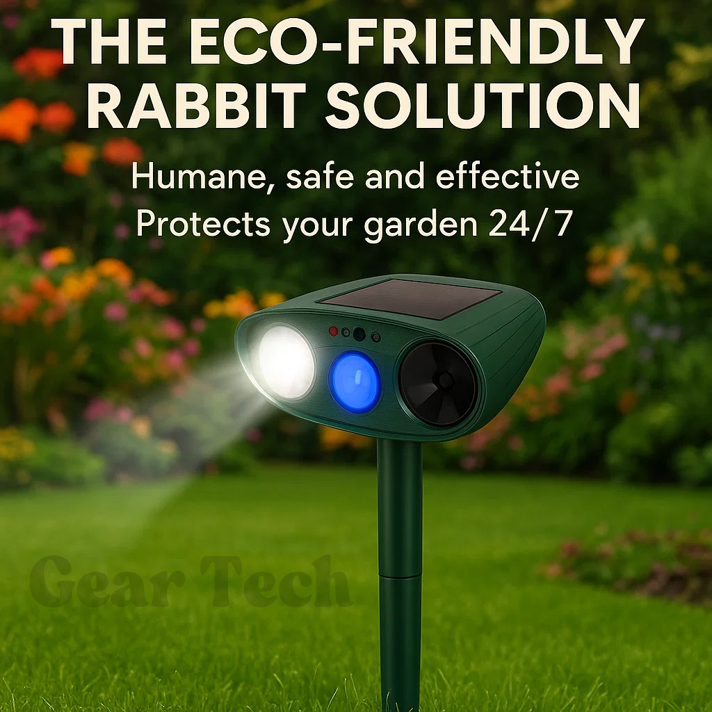 Ultrasonic Rabbit Repellent with Eco-Friendly LED Lighting