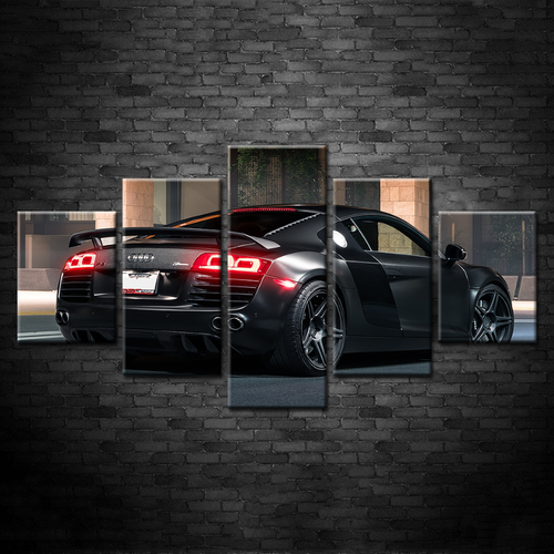 Stylish 5-Piece Black Car Canvas Art for Modern Spaces