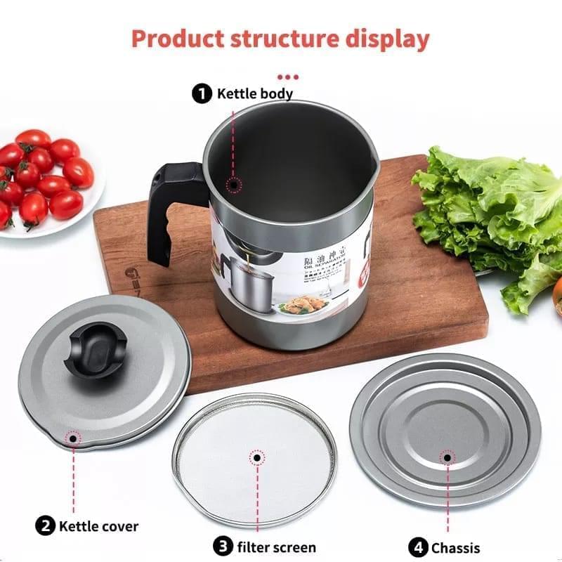 1.4L Stainless Steel Oil Strainer for Kitchen Use