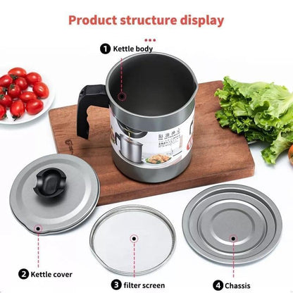 1.4L Stainless Steel Oil Strainer for Kitchen Use