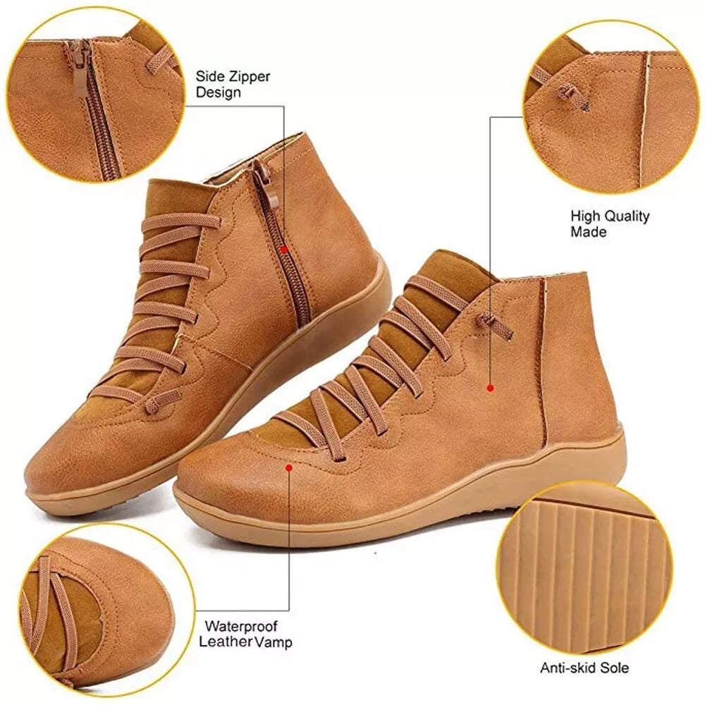 Slip-Resistant Leather Ankle Boots for Everyday Elegance