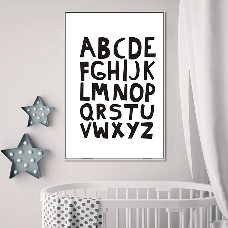 Canvas Art Print Featuring Alphabet Design for Wall Decoration