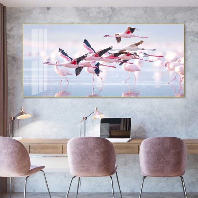 Canvas Painting of a Flamingo in a Lake - Wall Art Decor
