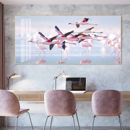 Canvas Painting of a Flamingo in a Lake - Wall Art Decor