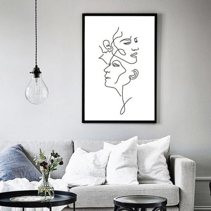 Chic Monochrome Abstract Kiss Canvas Art for Modern Spaces