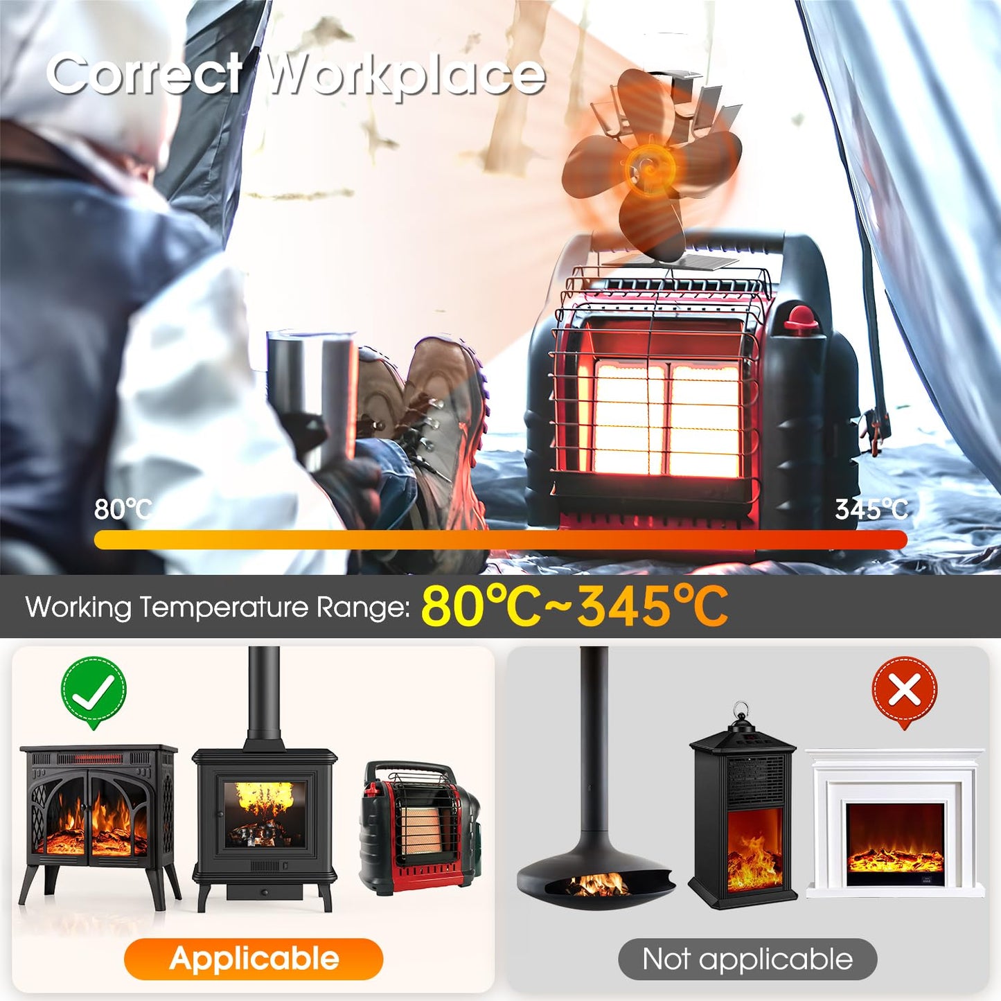 Efficient 4-Blade Fireplace Air Circulator for Wood Stoves