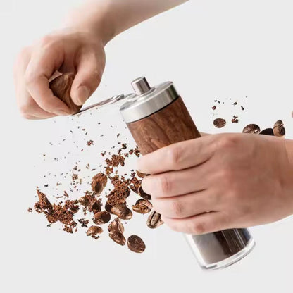 Portable Hand Coffee Mill with Wooden Design