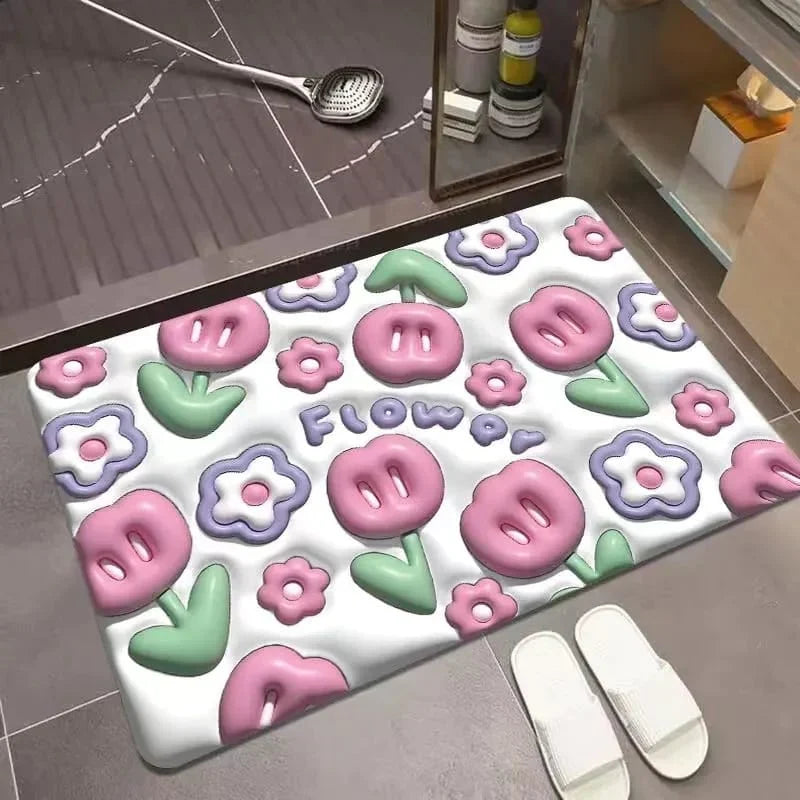 3D Anti-Slip Water-Absorbent Bathroom Mat - AquaGuard