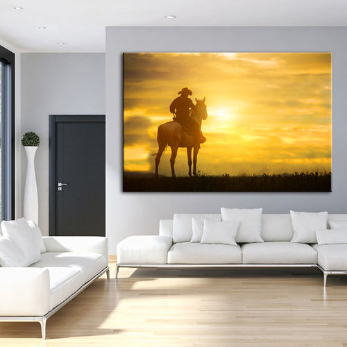 Rustic Charm - Cowboy and Horse Canvas Art Print